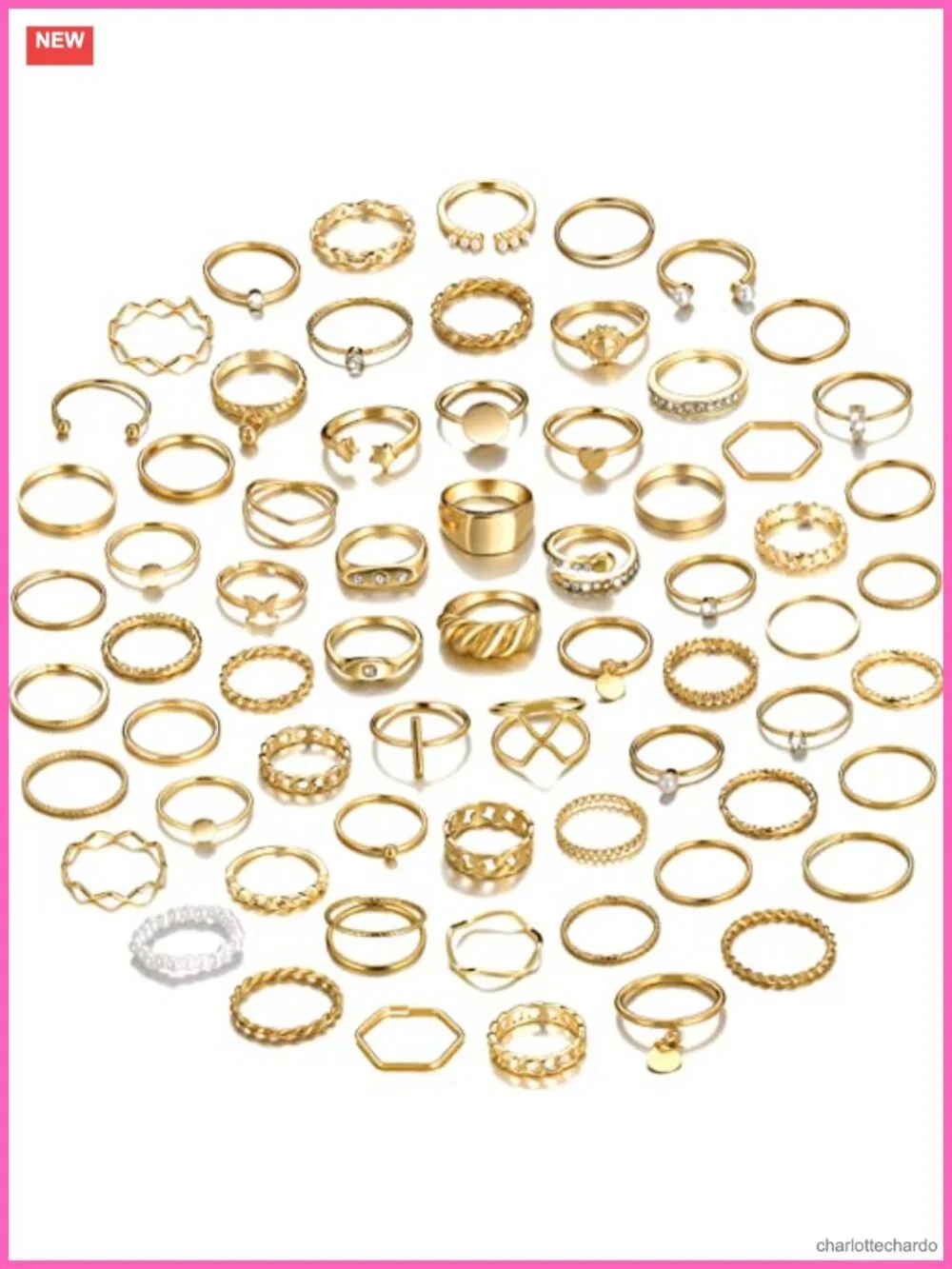 68 Pcs Gold Knuckle Ring Set Boho Stackable Midi Rings for Women Alloy